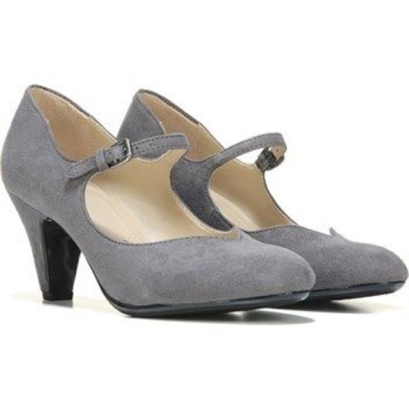 Naturalizer Shoes - Naturalizer Gray Faux Suede Mary Jane Pumps 8.5